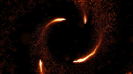 Poster - loopable camera flying throught the abstract spiral twisted particle background