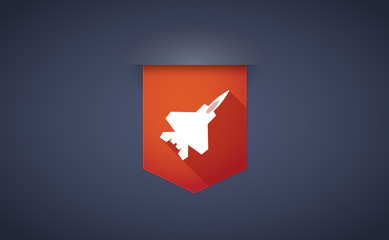 Poster - Long shadow ribbon icon with a combat plane