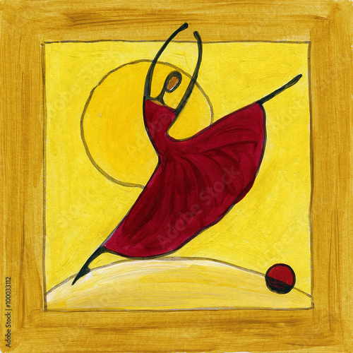 tanczaca-kobieta-w-czerwonej-sukni-abstrakcyjna-grafika-w-stylu-vintage