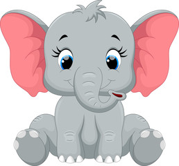 cute baby elephant cartoon sitting