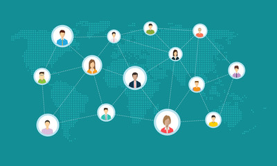 Poster - business social network connection online concept