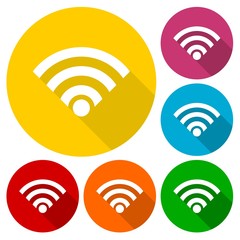 Poster - Wireless and wifi icon or sign set with long shadow