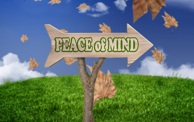 Wall Mural - wooden sign indicating to peace of mind