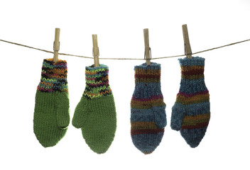 Two Pairs of Hanging Mittens