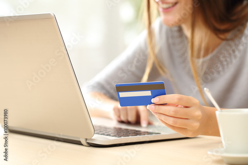 Cuadros en Lienzo Mujer que compra en línea con tarjeta de crédito