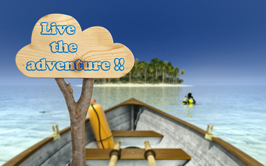 Wall Mural - wooden sign indicating to live the adventure