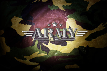 Canvas Print - Army sign with Military Camouflage texture background