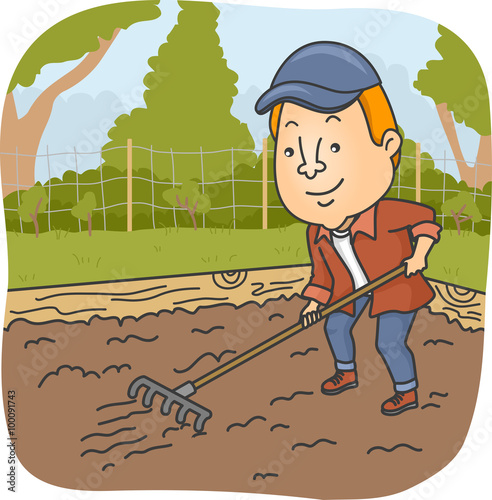 Man Raking Garden Soil Buy This Stock Vector And Explore Similar Vectors At Adobe Stock Adobe Stock