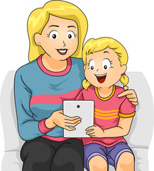 Poster - Kid Girl Mom Tablet