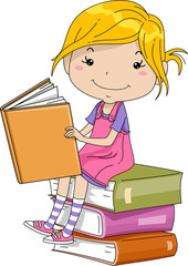 Poster - Kid Girl Read Big Books