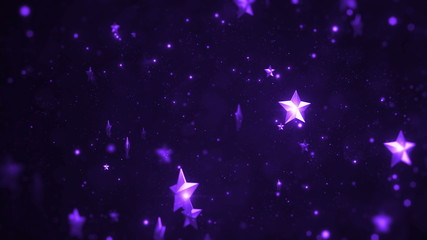 Poster - shiny particle background with bokeh and star with lens flares, abstract festive background, loopable