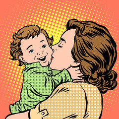 Wall Mural - Mother kissing baby