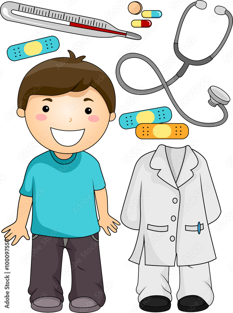 Kid Boy Doctor Elements Stock Vector | Adobe Stock
