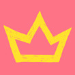 vector illustration of hand drawn yellow crown on pink backgroun