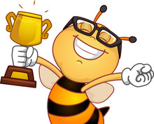 Bee Mascot Happy Trophy Award