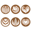 Coffee Latte Art Logo Icon Rosetta, Swan, Heart, Tulip, Tree Set