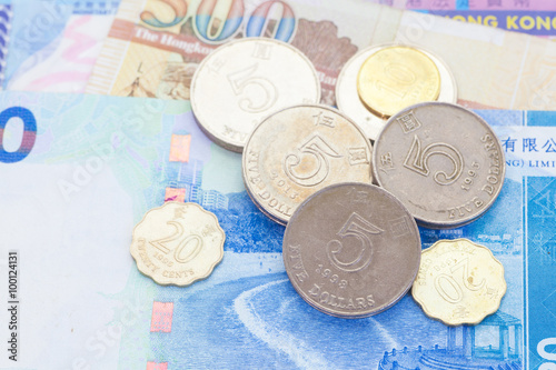 Stack Of Hong Kong Dollar Coin On Bank Note This Stock Photo Stack Of Hong Kong Dollar Coin On Bank Note