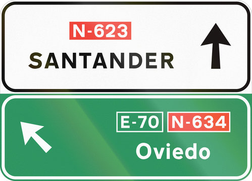 Road sign used in Spain - Direction sign