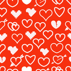 Poster - Different abstract hearts seamless pattern