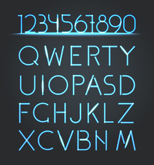 Poster - Glowing neon elements. Lighting digits set