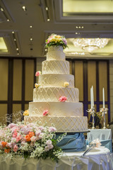 Wall Mural - White wedding cake with flower