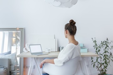 Canvas Print - Female working at home studio