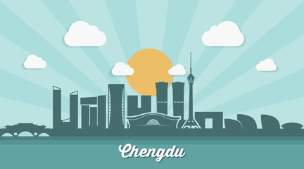 Wall Mural - Chengdu skyline - vector illustration