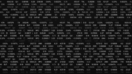 Poster - finance or stock market background with digits, arrows and percents 