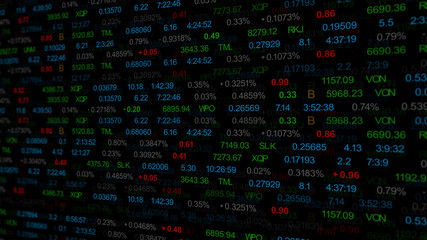 Poster - finance or stock market background with digits, arrows and percents 