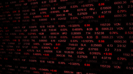 Poster - finance or stock market background with digits, arrows and percents 