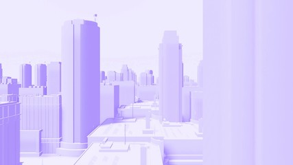 Poster - camera fly through an abstract city buildings with different height