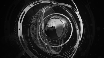 Poster - metal earth concept with additional elements around