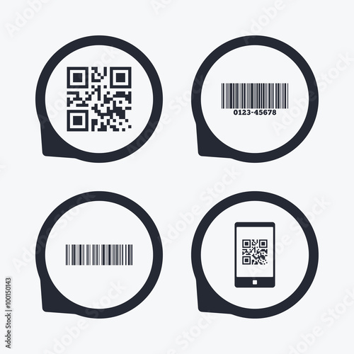 Fotografie, Obraz Bar and Qr code icons. Scan barcode symbol.