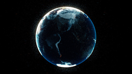 high detailed concept of digital earth globe with random numbers and highlight elements