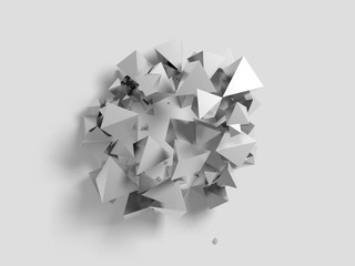 Poster - abstract geometry background with balls collisioned above flat surface 