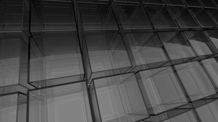 Poster - abstract 3d background made of glass cubes clones