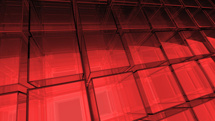 Poster - abstract 3d background made of glass cubes clones