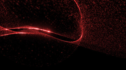 Fototapete - abstract particle background, 3d render with depth of field, glow and randomize elements