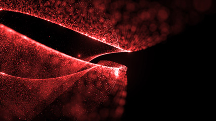 Poster - abstract particle background, 3d render with depth of field, glow and randomize elements