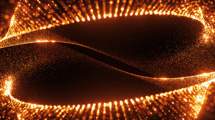 Fototapete - abstract particle background, 3d render with depth of field, glow and randomize elements