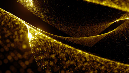 Fototapete - abstract particle background, 3d render with depth of field, glow and randomize elements