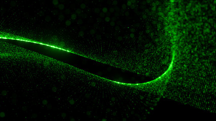 Poster - abstract particle background, 3d render with depth of field, glow and randomize elements