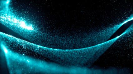 Fototapete - abstract particle background, 3d render with depth of field, glow and randomize elements