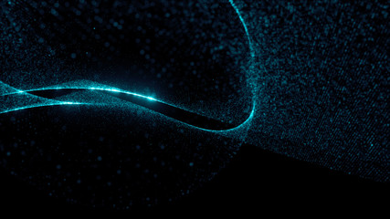 Fototapete - abstract particle background, 3d render with depth of field, glow and randomize elements