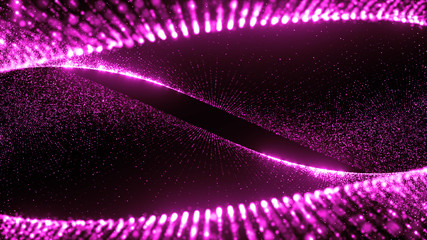 Fototapete - abstract particle background, 3d render with depth of field, glow and randomize elements