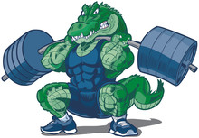 Weightlifting Alligator Mascot Cartoon Illustration