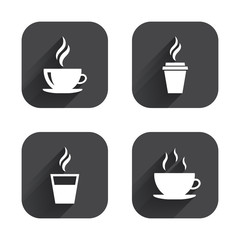 Poster - Coffee cup icon. Hot drinks glasses symbols.