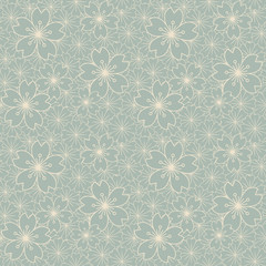 Wall Mural - Elegant antique background image of Japanese sakura flower cross pattern.
