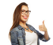 © Raisa Kanareva - Successful girl gives thumb up with two hands