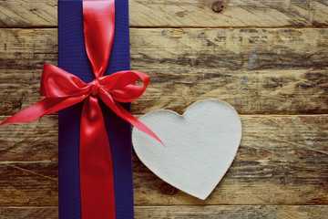 Poster - holiday blue gift box and white heart